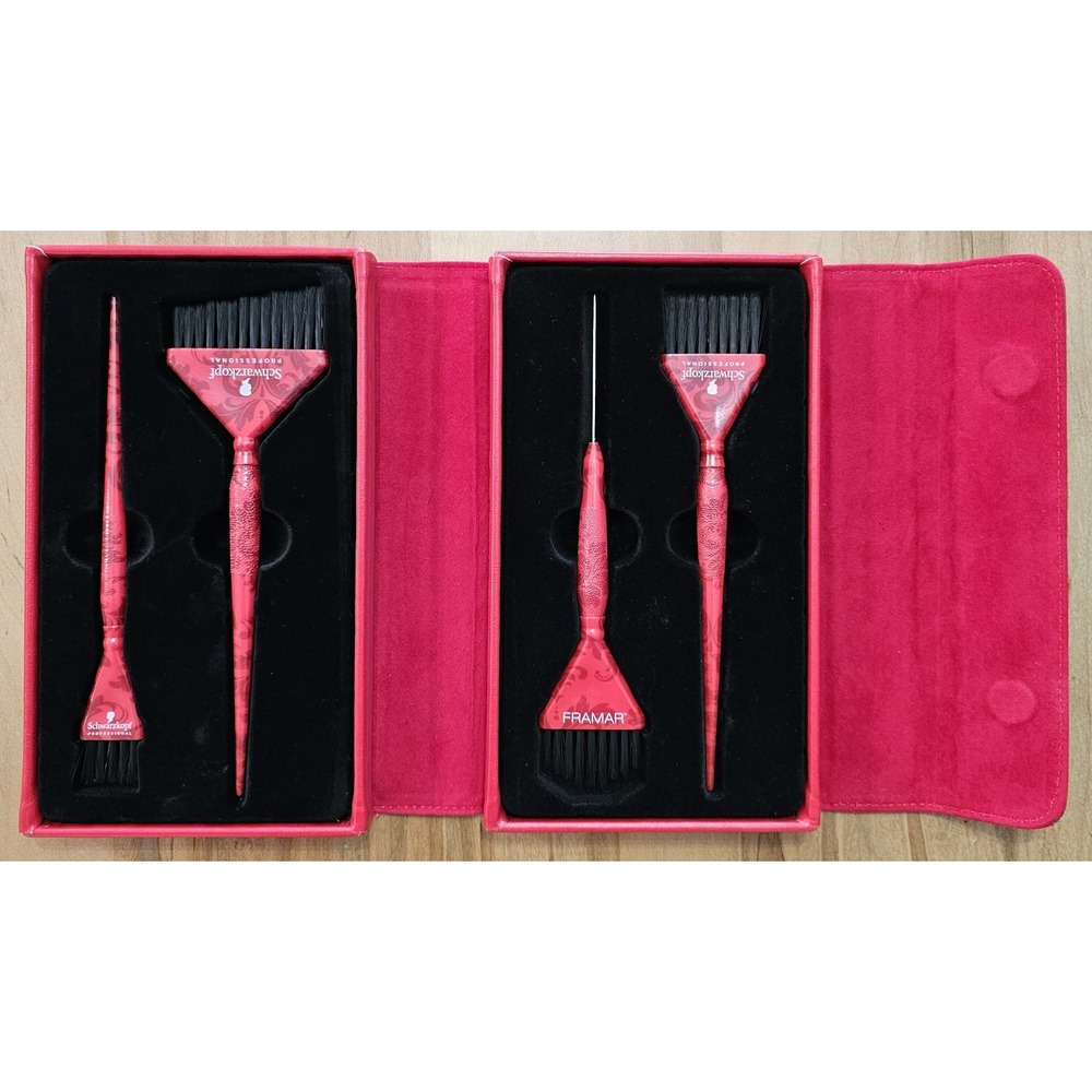 Schwarzkopf Professional X FRAMAR Jet Set 4 Brush Set Red‎ With Case Balayage